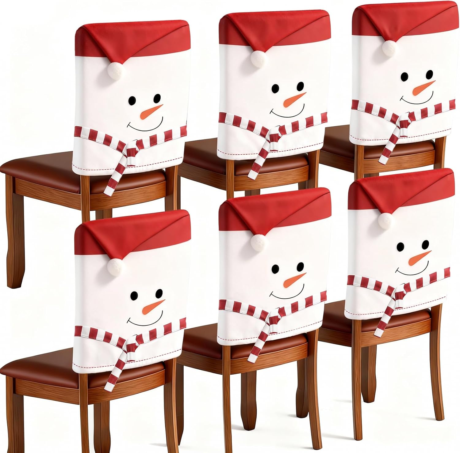 homyfort Christmas Chair Covers Set of 6 - Removable Washable Chair Back Covers for Dining Chairs, Holiday Party Decor for Families & Hosts Red-01