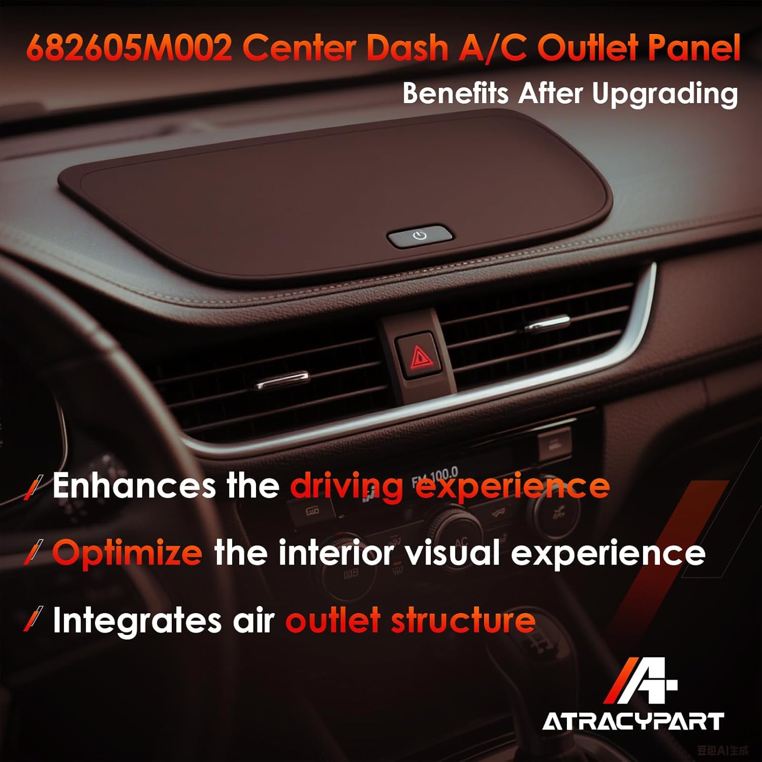 ATRACYPART Center Dashboard A/C Outlet Panel Air Vent Cover Storage Compatible with 2000-2006 Nissan Sentra Replaces# 682605M002, 68260-5M002