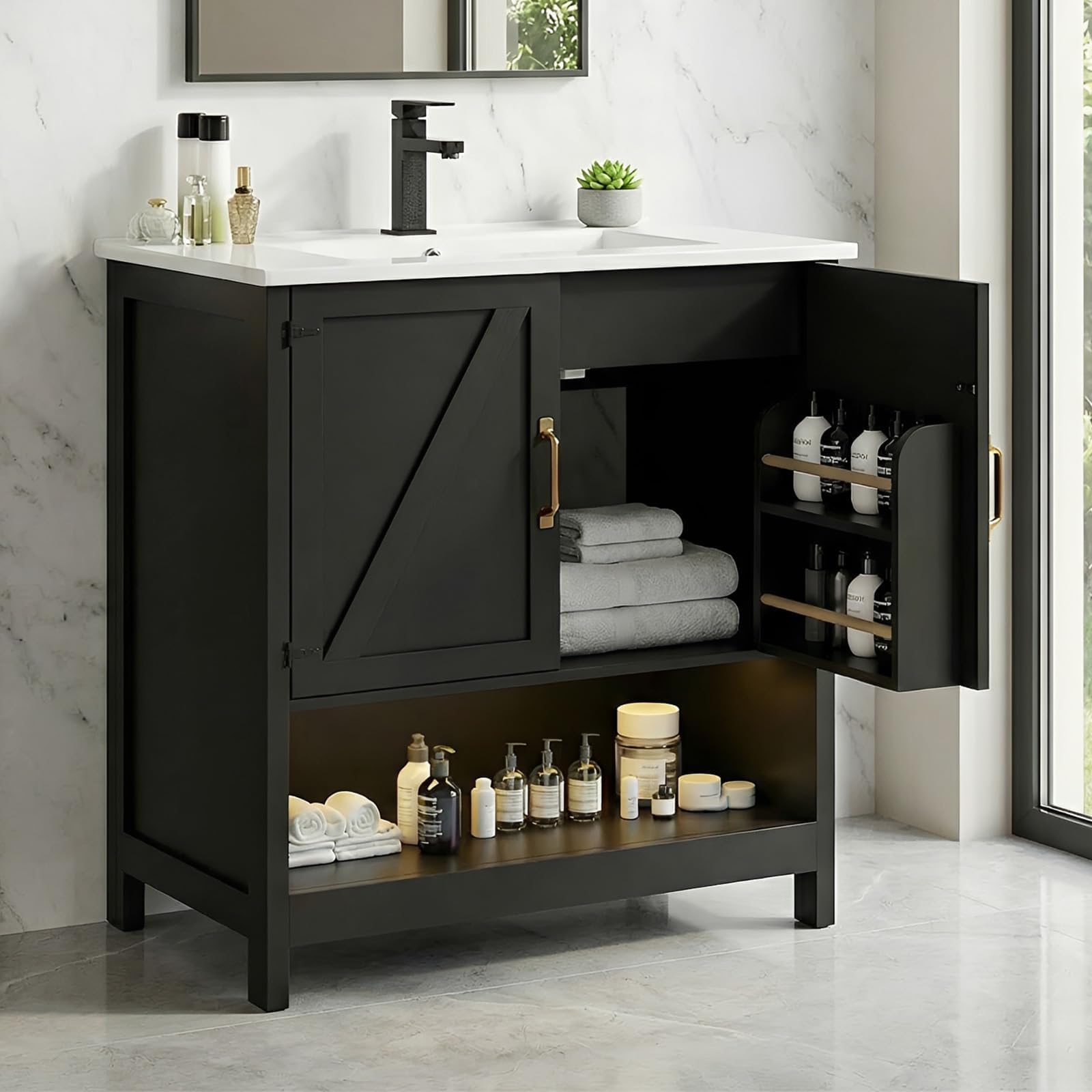 Naturoasis 30' Bathroom Vanity with Sink, Black