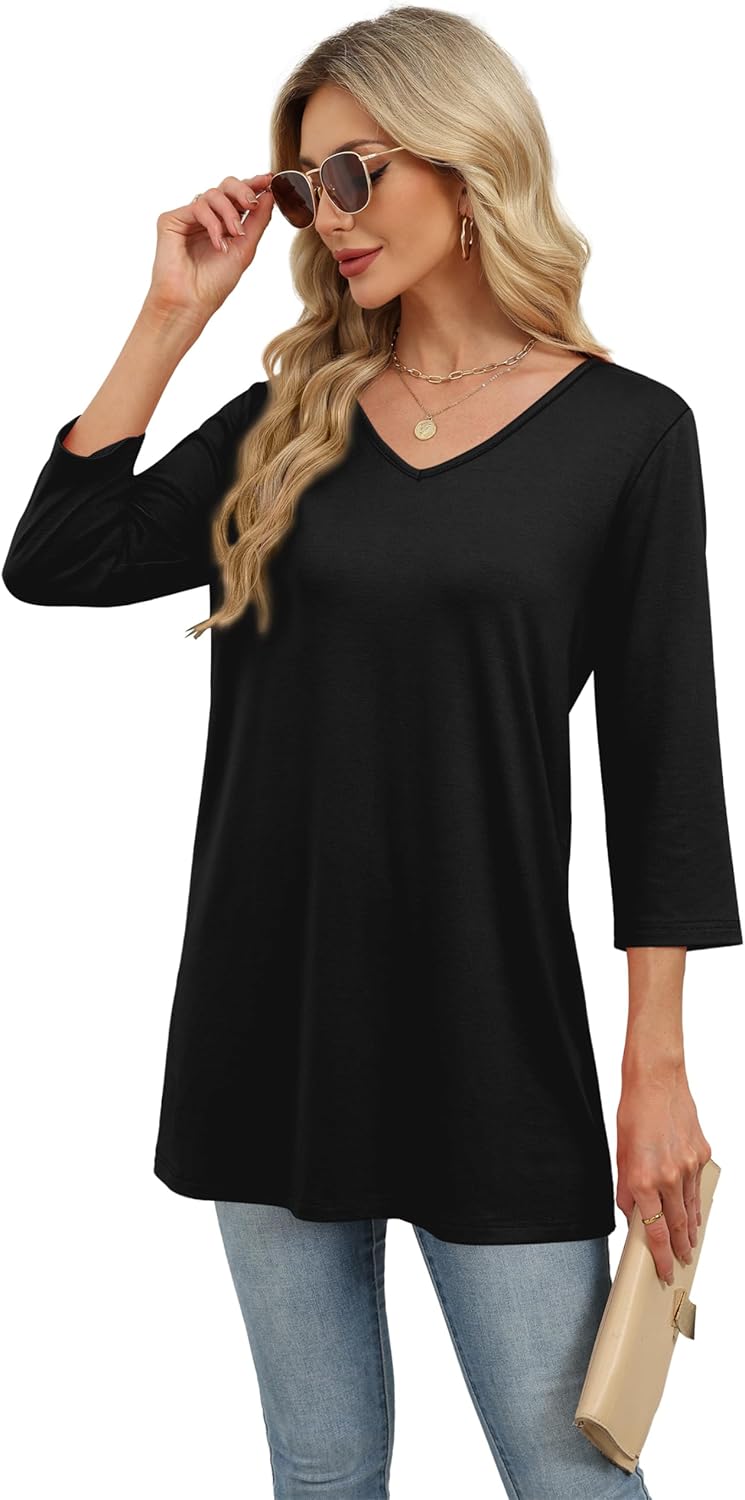 OFEEFAN 3/4 Length Sleeve Womens Tops Dressy Casual Plus Size Tunics to Wear with Leggings - Image 4