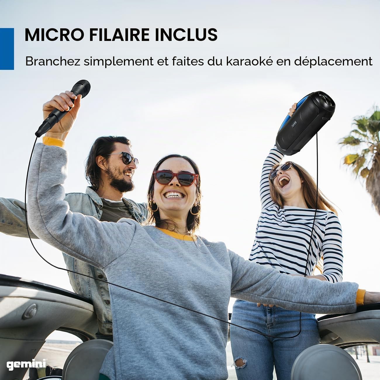 Gemini Sound GGO-230L – Enceinte boombox 50W Bluetooth: Enceinte portable sans fil étanche (IPX5) avec radio FM, éclairage LED festif, batterie de réserve et batterie rechargeable longue durée