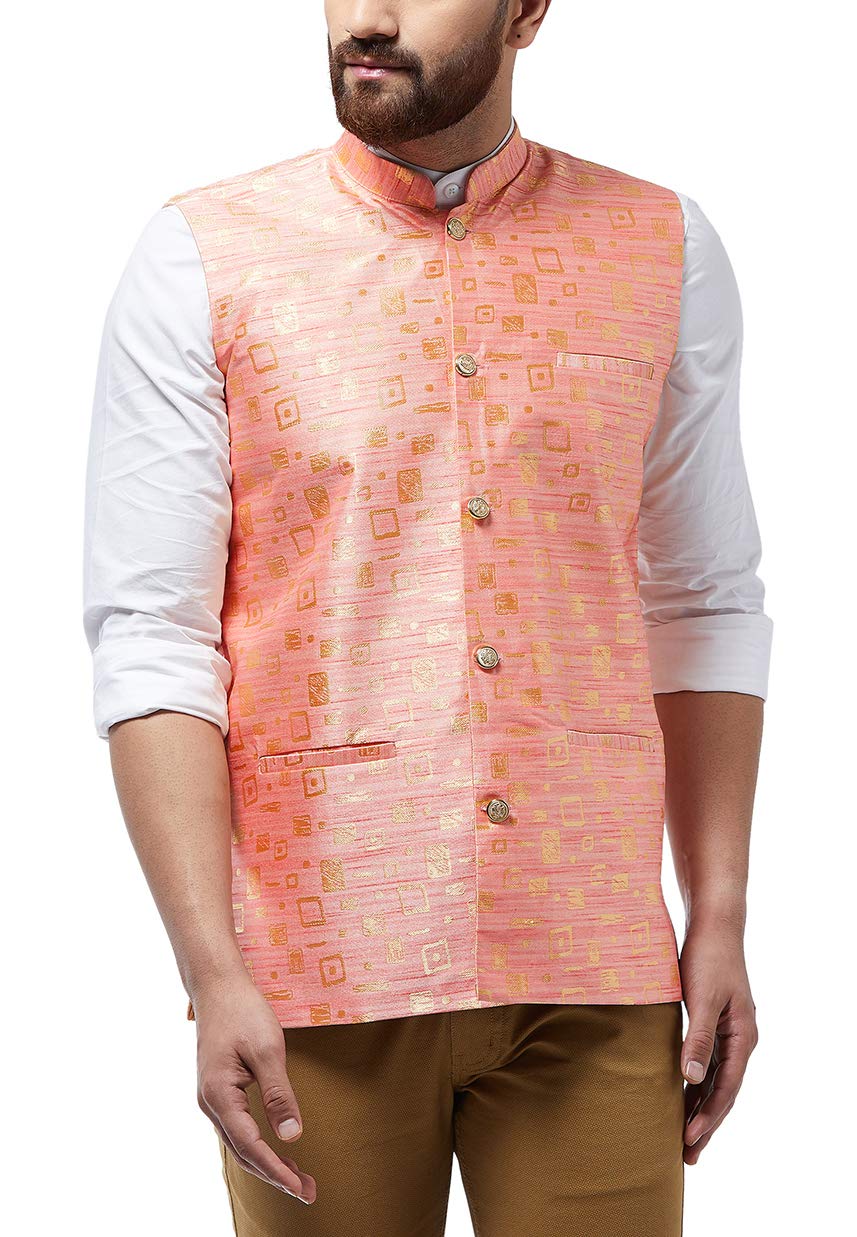 sojanya (Since 1958 Men's Jacquard Silk Designer Waist Coat-picture-30