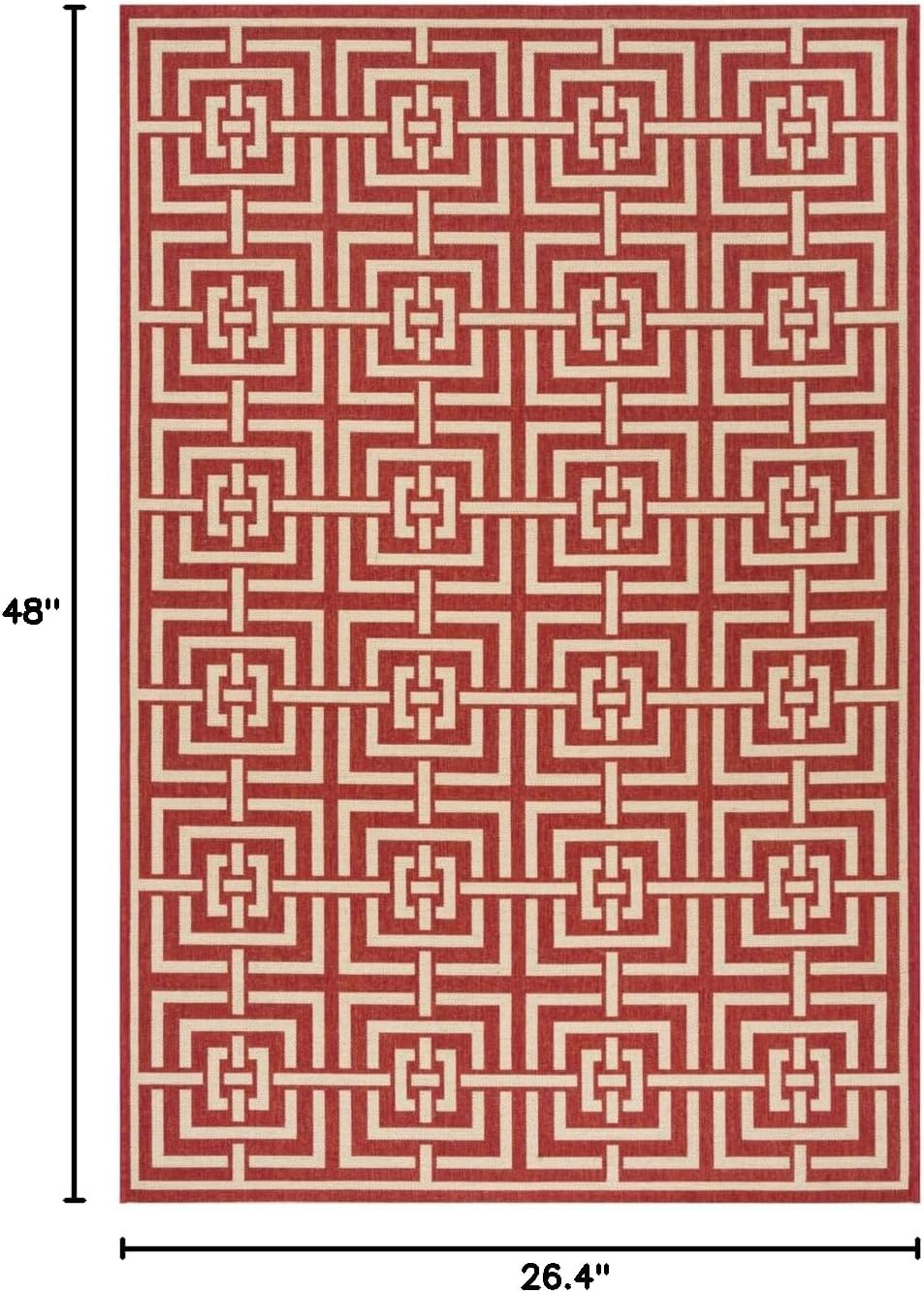 SAFAVIEH Beach House Collection Accent Rug - 2'2" x 4', Red & Creme, Modern Geometric Design, Non-Shedding & Easy Care, Indoor/Outdoor & Washable-Ideal for Patio, Backyard, Mudroom (BHS128Q)