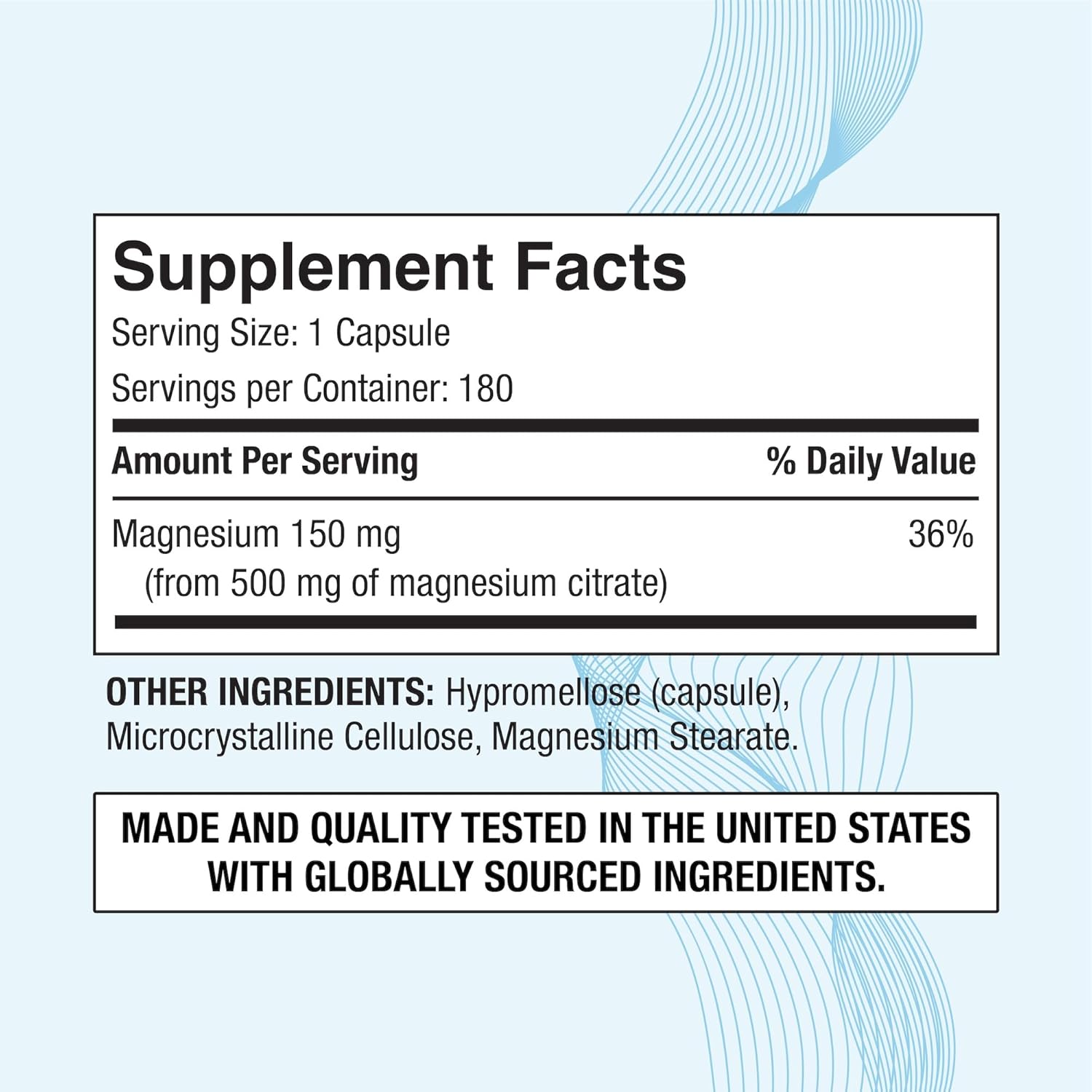 Magnesium Citrate 500 mg | High Potency Elemental Magnesium | Total 360 Veggie Caps, Superior Absorption, Non-GMO, NO Gluten and Dairy