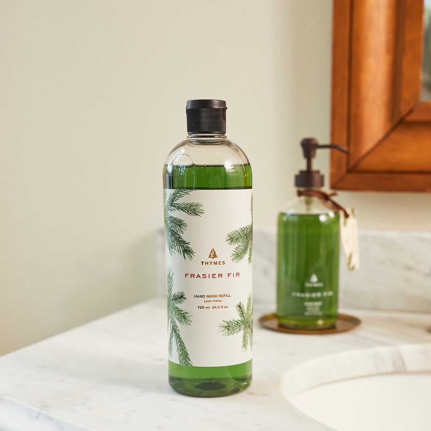 Thymes Hand Wash Refill - Lightly Scented Liquid Hand Soap for Bathroom and Kitchen Refill - Moisturizing Formula with Natural Ingredients (Frasier Fir, 24.5 fl oz) - Image 2
