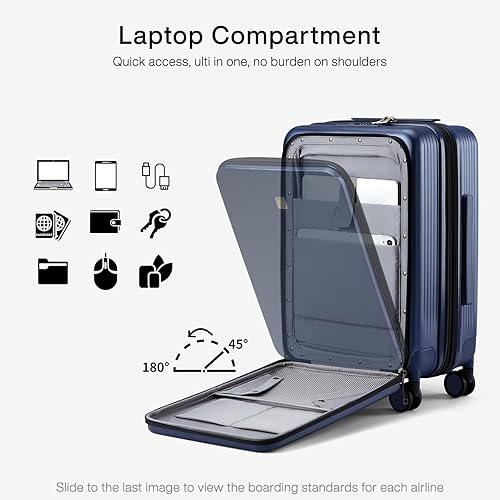 Miniatura 11 de Hanke Grace - Maletas con ruedas rígidas, equipaje de mano aprobado por aerolíneas, maleta de viaje de 20 pulgadas, equipaje ligero Tsa para viajes