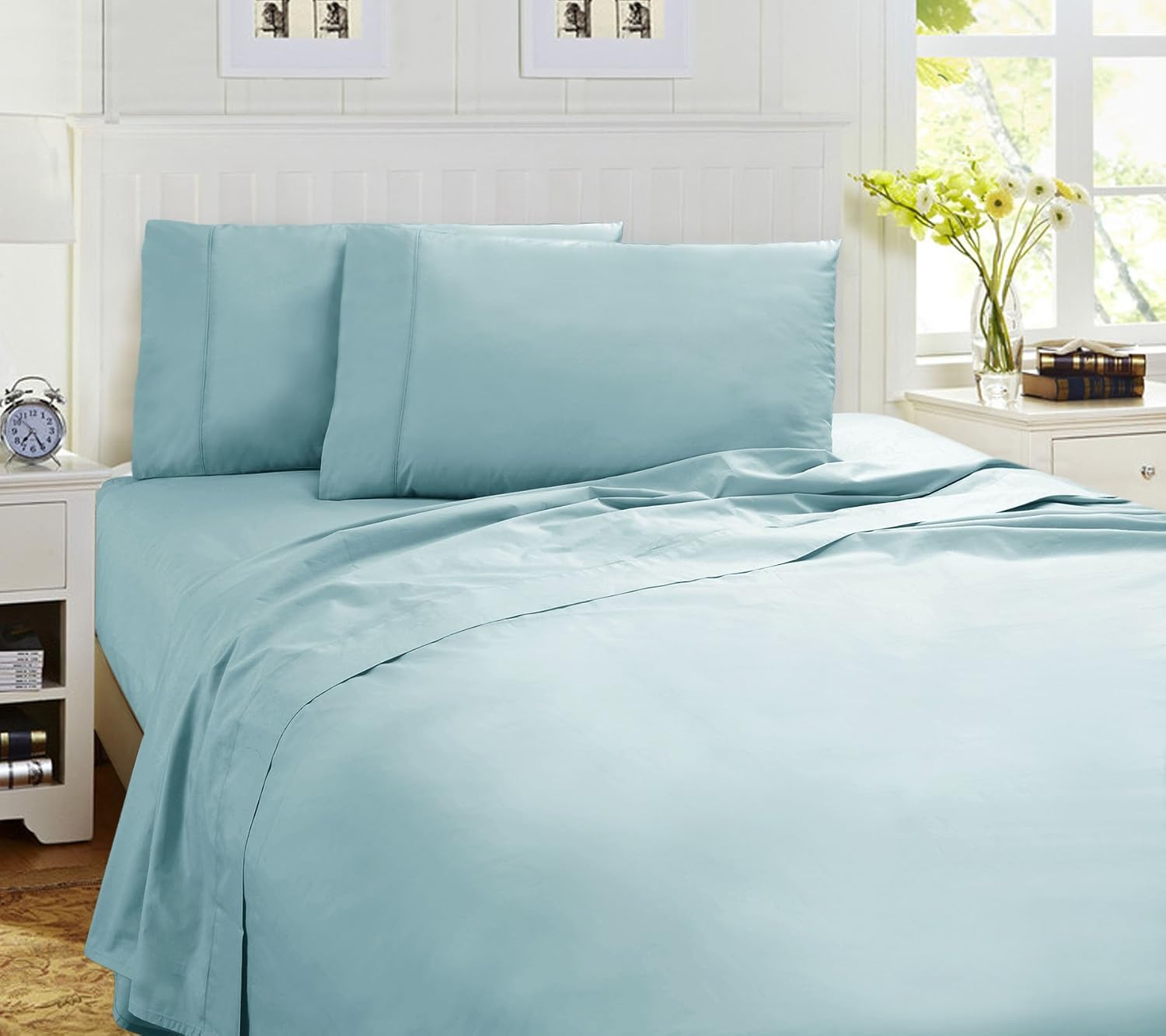 Marquess Microfiber Bed Sheet Set- Viscose from Bamboo, 1500 Series Lightweight & Stain Resistant, Hypoallergenic, Classic Soft &Comfortable, 4-Piece Premium Bedding (King, Ice Blue)