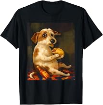 Dog Chill with Taco Funny Dog Eating Taco Oil Painting Art T-Shirt