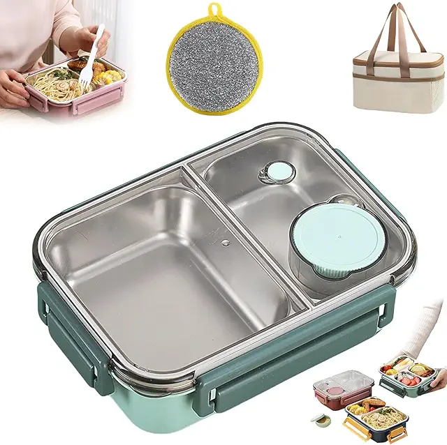 Escentio Stainless Steel Bento Box - Leakproof, Stackable Lunch Container for Adults