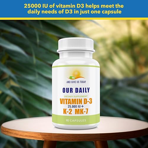 Miniatura 6 de Our Daily Vites Vitamina D-3 25,000 UI + K2 – D3 de alta potencia con vitamina K hueso, inmune, estado de ánimo + suplemento de apoyo cardiovascular