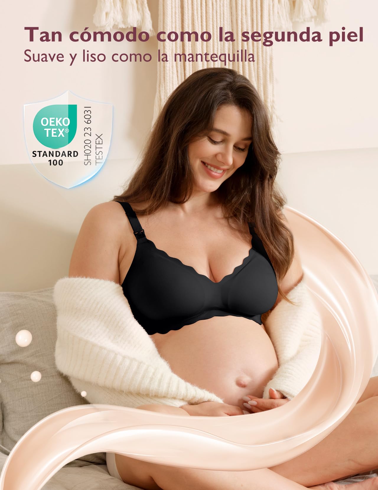 momcozy Sujetador Lactancia sin Costuras para Mujeres Embarazadas, Inalámbrico, con Soporte Jelly Strip y Diseño Clásico, Ideal para la Maternidad