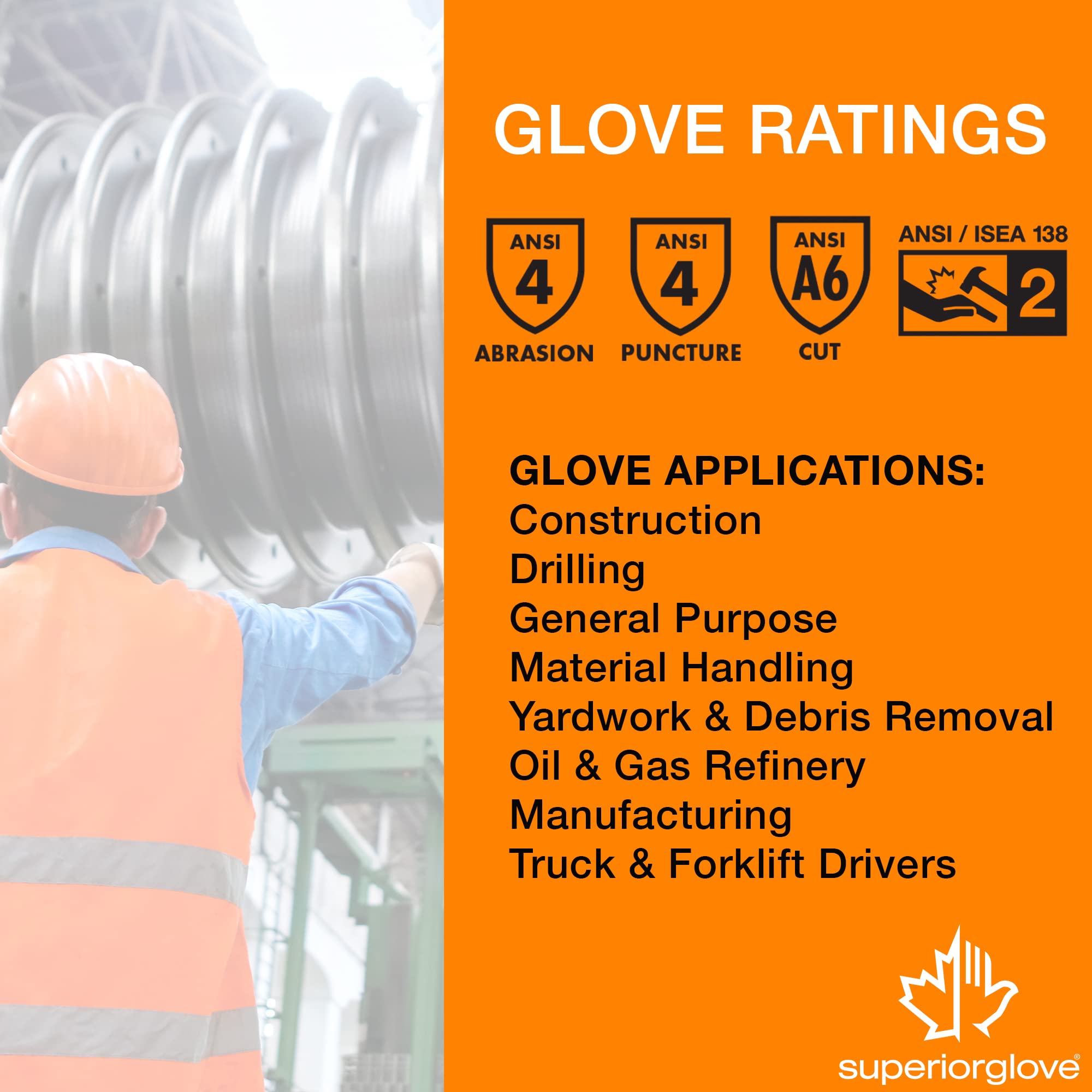Superior 378GKTFG - Guantes de piel de cabra de grano con pulgar Keystone y forro de Kevlar/vidrio (paquete de 1 par)