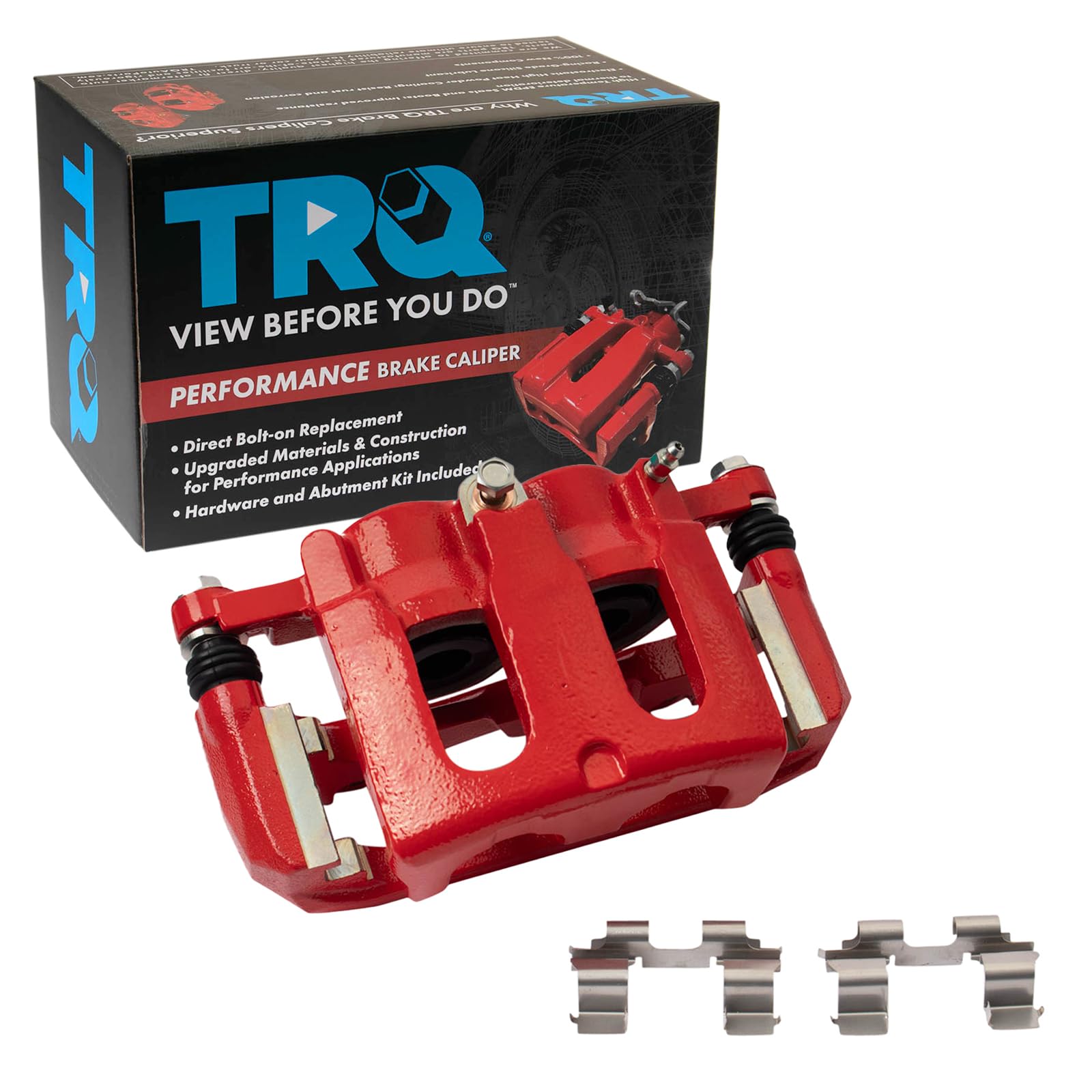 TRQ Front Left Brake Caliper w/Bracket Performance Red Drivers Side