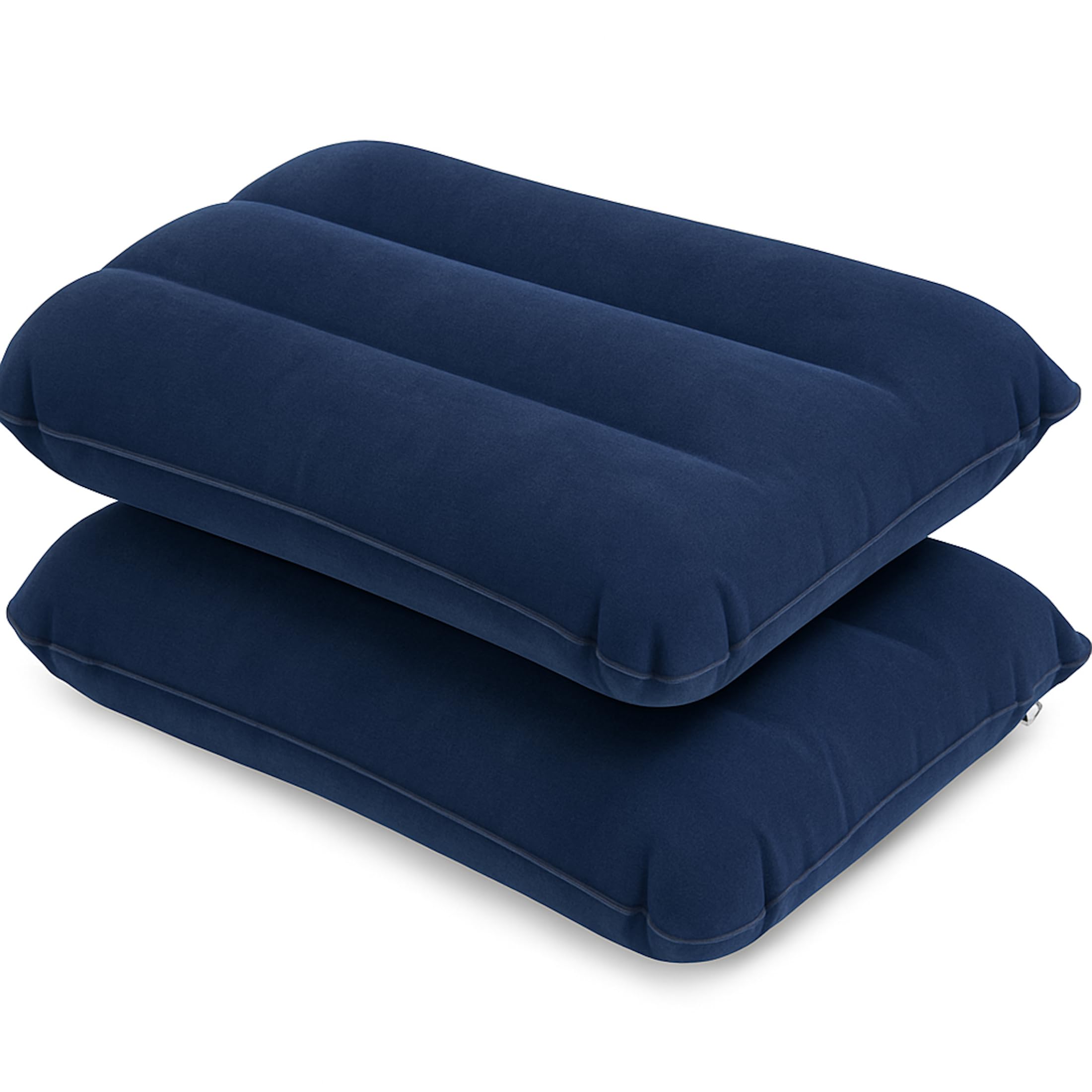 Lupo Inflatable Travel Pillows - Deluxe Blow Up Air Camping Cushions - Soft Flocked Material (2 Pack)