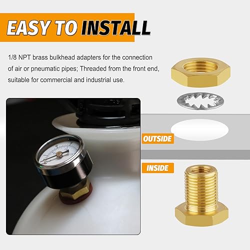 Vista 29 de KOOTNAS - Paquete de 2 accesorios de mamparo de latón macizo, conector de latón recto macho de 1 pulgada con anillo ondulado de metal, longitud