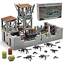 ZHX Military Base Building Brick Set for Army Minifigure War Accessories, Defence Base Guard Tower Guns Weapons Building Block Toy for Kids 8 10 12 14 Years