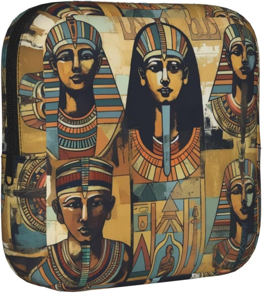 Women Period Bag Pouch For Girls Sanitary Napkin Storage Bag Portable Ancient Egypt Tribe Series Period Pad Pouch Small Make Up Bags Tampon Holder For Purse Travel Daily Use