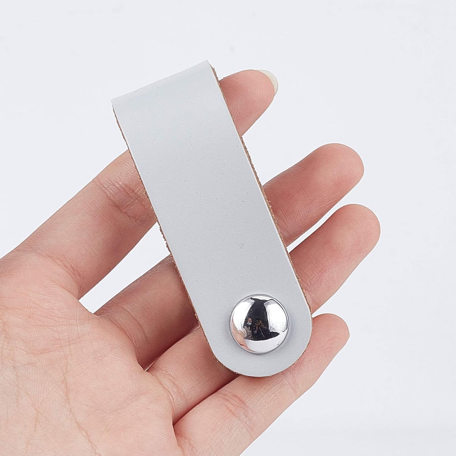 GORGECRAFT 6Pcs Leather Drawer Pull, Nordic Wardrobe Cabinet Door Handle, Furniture Hardware Pulls for Cupboard Drawer- 170x25mm, Gray - Image 5