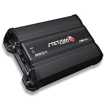 Stetsom IR 800.4 Compact 2 Ohms Digital Multi Channel Amplifier 800 Watts RMS 4 Channels 2 Stable Full Range HD Sound Quality Car Stereo MD Crossover HPF LPF Bass Boost Front Rear Bridge Speakers