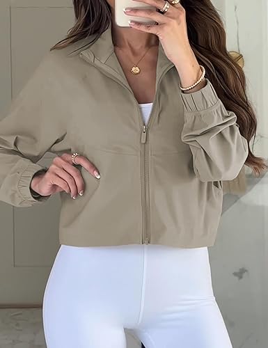 Miniatura 3 de UANEO Chaqueta deportiva corta para mujer, con cremallera, manga larga, para entrenamiento, gimnasio, yoga, correr, deportes, chaquetas