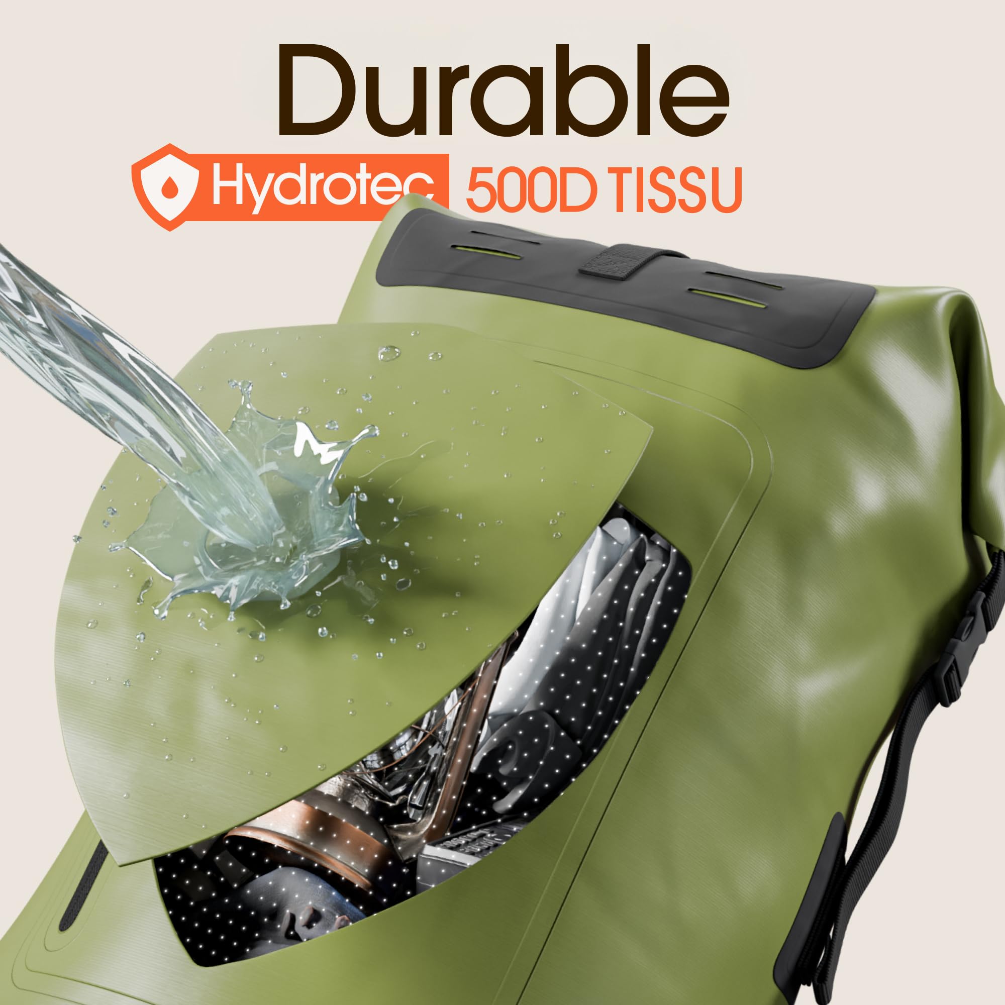 Sac à Dos Étanche 85L - Dry Bag Nautique - Kayak Vélo Pêche Camping | Fermeture enroulable 100 % étanche - 85L en PVC 500D résistant - étui téléphone IPX8 inclus - Vert