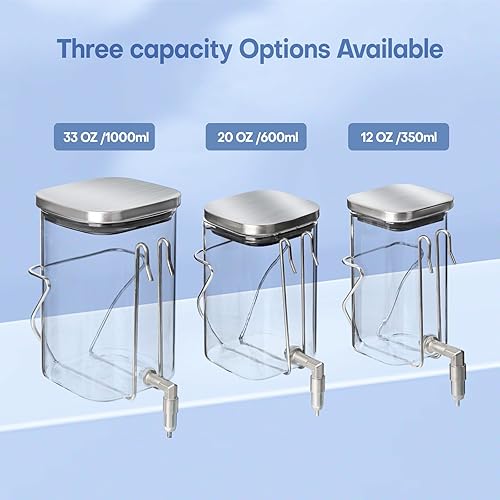 Miniatura 6 de Botella de agua para mascotas de acero inoxidable y vidrio de alta calidad, dispensador sin goteo para conejos, loros, roedores, 3 opciones de