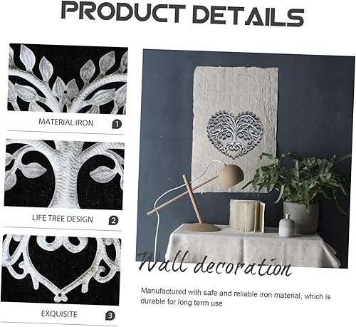 Vista 9 de GANAZONO Árbol de la vida, decoración de pared, decoración para el hogar, plantas, decoración de corazón, árbol de metal, escultura de árbol