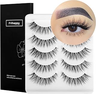 Natural Lashes False Eyelashes Wispy Natural Look Lashes 5 Pairs Soft Faux Mink Lashes 3D 6D Volume Fluffy Frihappy Fake Eyelashes Packs Frihappy DW6-Sexy