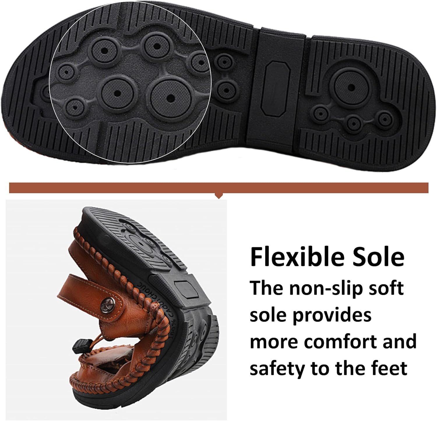 Mens Leather Sandals Casual Closed Toe Outdoor Fisherman Adjustable Sporty Summer Shoes.