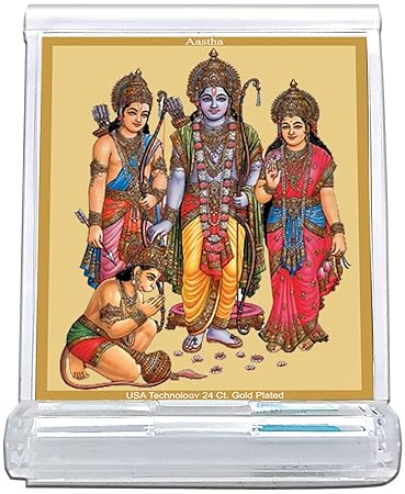 AASTHA Acrylic Wall Hanging | Car Dashboard | Office Table 24K Gold Plated Foil Ram Darbar Photo Frame