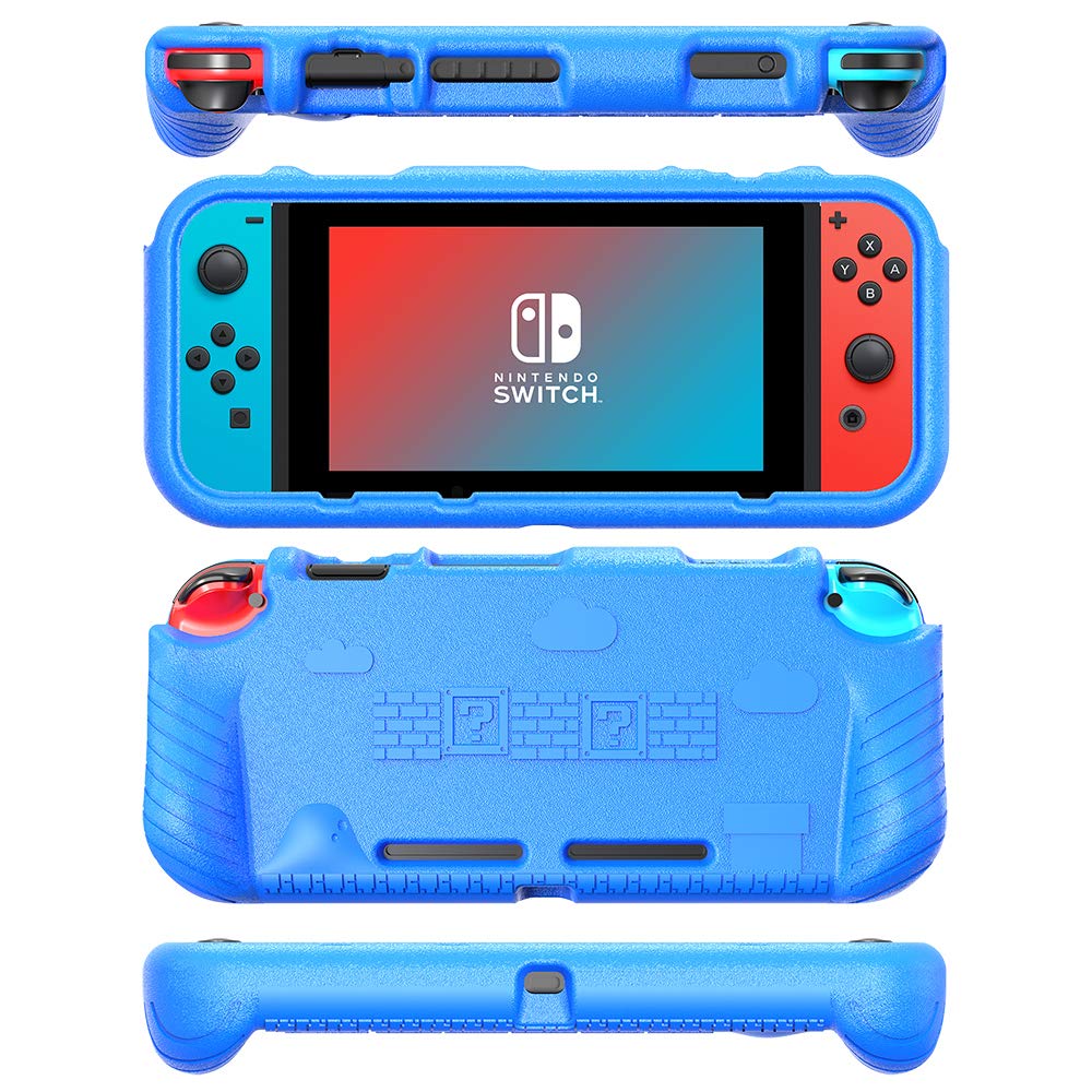 LORDTEC Protective Case for Nintendo Switch Grip Kid Case with 6 Storage Slots for Game Cards, Protective Cover with Comfort Ergonomic Grip Design,Shock-Absorption and Anti-Scratch Design (Blue) image 4