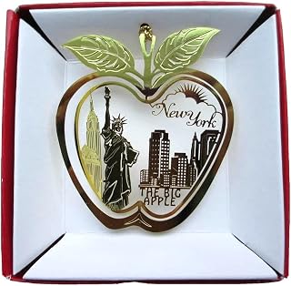New York City Big Apple Brass Christmas Ornament Statue of Liberty Empire State Building Souvenir Gift