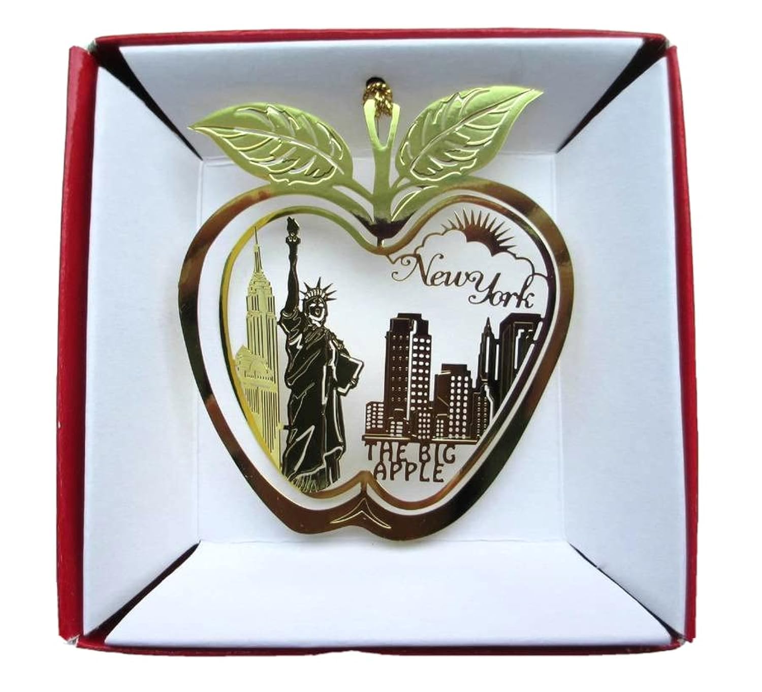 Nations Treasures New York City Big Apple Brass Christmas ORNAMENT Statue of Liberty Empire State Building Souvenir Gift