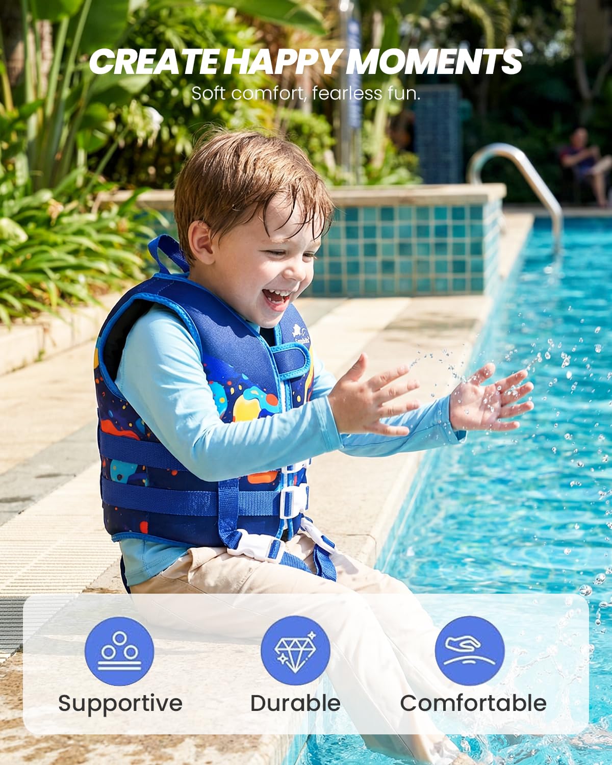 Gogokids Gilet de Natation pour Enfant 1 à 9 Ans - Veste de Flottaison Bébé, Flotteur Amovible Combinaison, Entraînement de Natation.