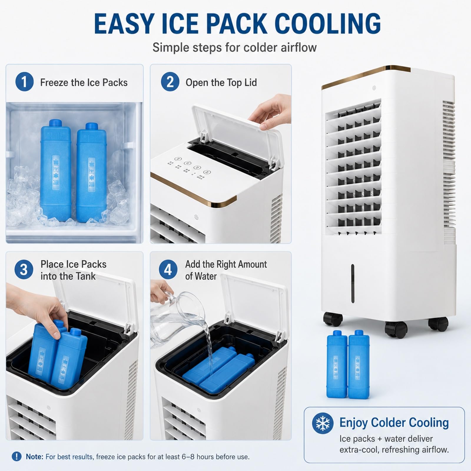 Climatizador Evaporativo con Depósito de Agua y Control Remoto para Dormitorio y Oficina