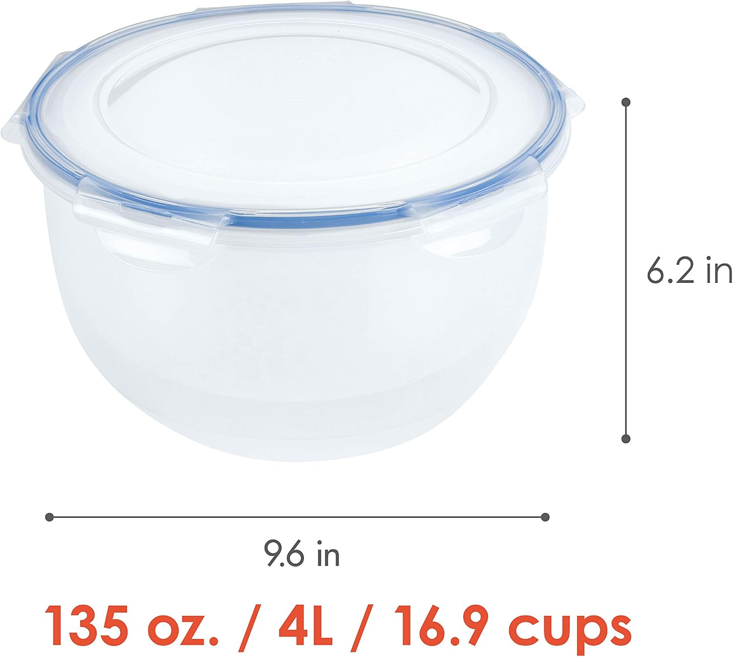 LocknLock Easy Essentials Food Storage lids/Airtight containers, BPA Free, Salad Bowl-16.9 Cup, Clear image 2