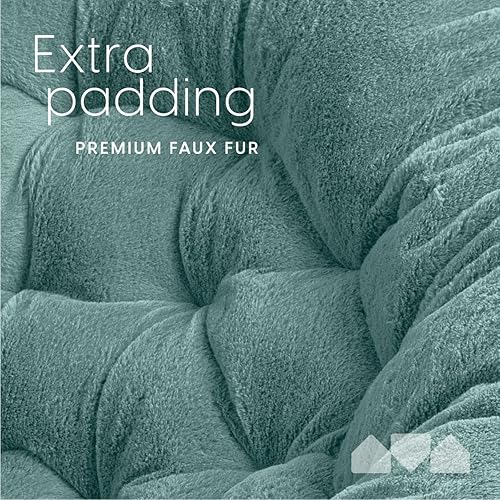 Miniatura 53 de Milliard - Silla acogedora con diseño de platillo, de pelo sintético, para dormitorio, tamaño extragrande (color blanco) Beige,Negro -,Negro +