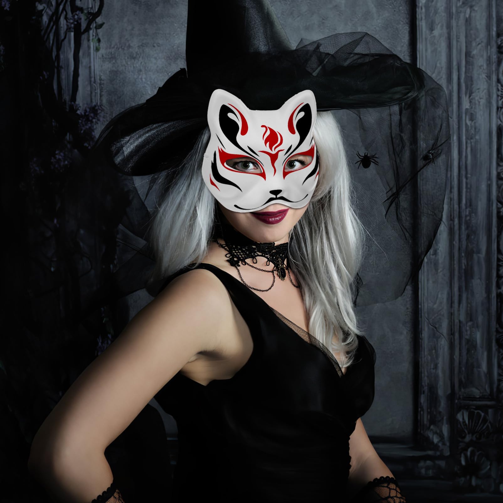 Healeved 10 Pezzi Maschere Gatto Vuote in Maschera Costume Leggera per Decorabile per Halloween Cosplay e Feste Maschera Mascherata Personalizzabile