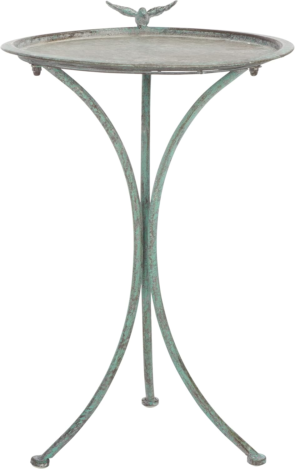 SAFAVIEH Outdoor Collection Kensi Victorian Antique Dark Green Wrought Iron Bird Bath