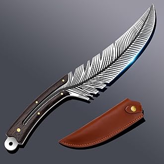 Professional Chef Knives, Sharp Feather Boning Knife Hand Forged High Carbon Steel Boning knife for Meat Cutting Cooking Knife with Sheath for Kitchen Outdoor