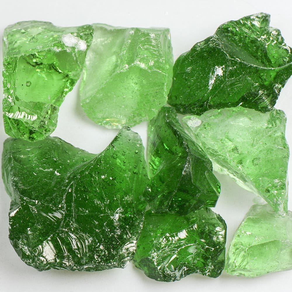 50 Pound Fire Glass with Fire Pit Glass - Small, 1/4 - 1/2 Inch, Forest Mix