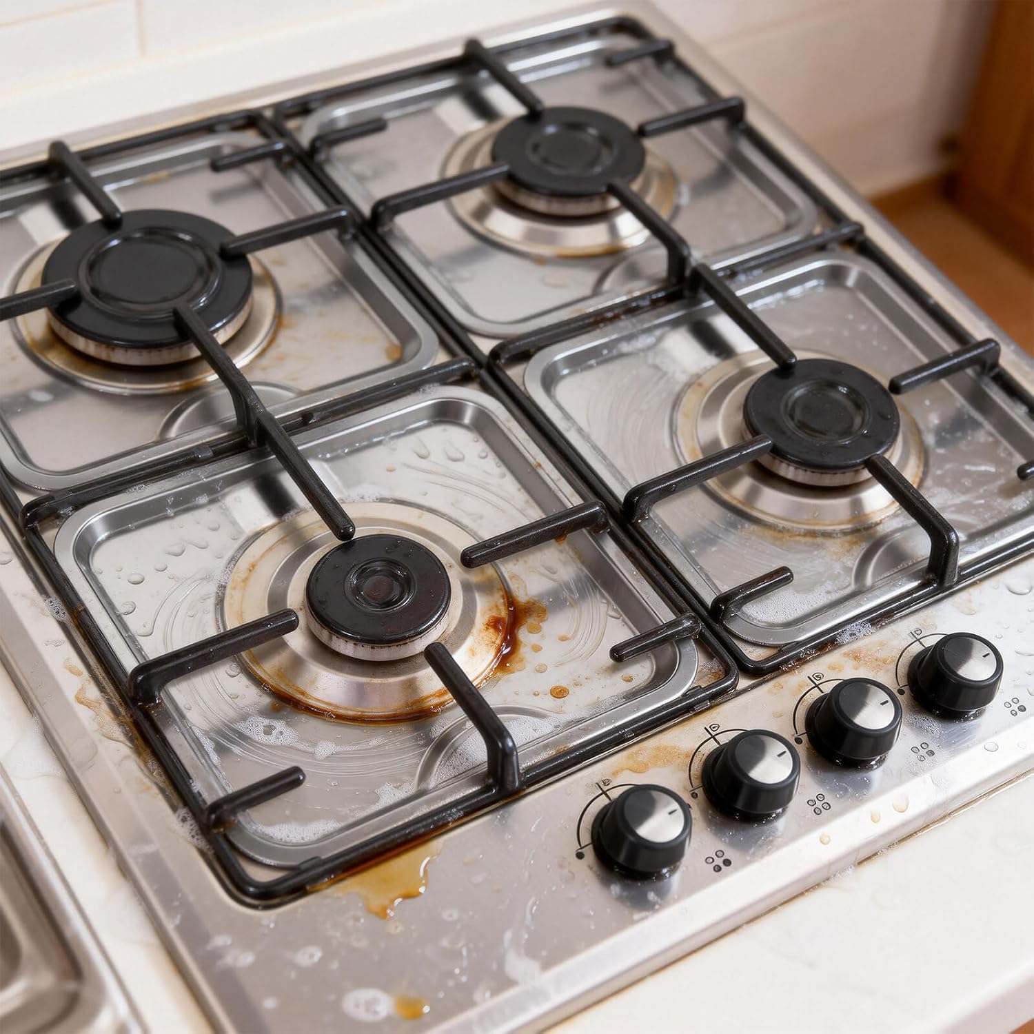 Toddmomy 4pcs Square Gas Stove Drip Pans Stainless Steel Gas Range Burner Covers Stove Top Protector Kitchen Replacement