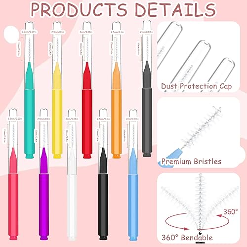 Miniatura 7 de 100 cepillos micro para cejas, cepillo de peine de pestañas con tapa, cepillo portátil de laminación de cejas para cejas, pinceles multifuncionales