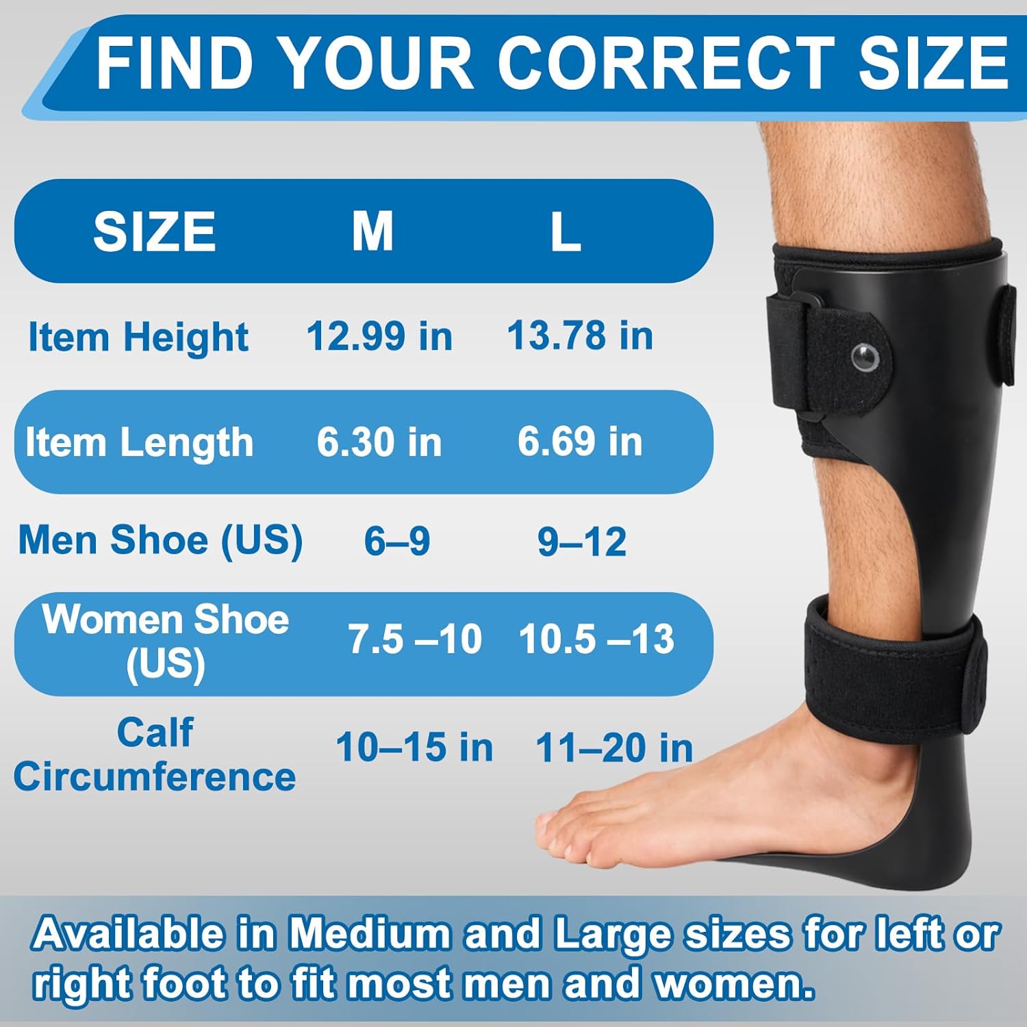 SinWar AFO Foot Drop Brace for Walking, Lightweight Ankle Support Orthosis with Half Foot Plate, Adjustable Strap, Drop Foot Postural Correction Brace for Men and Women (L-left)