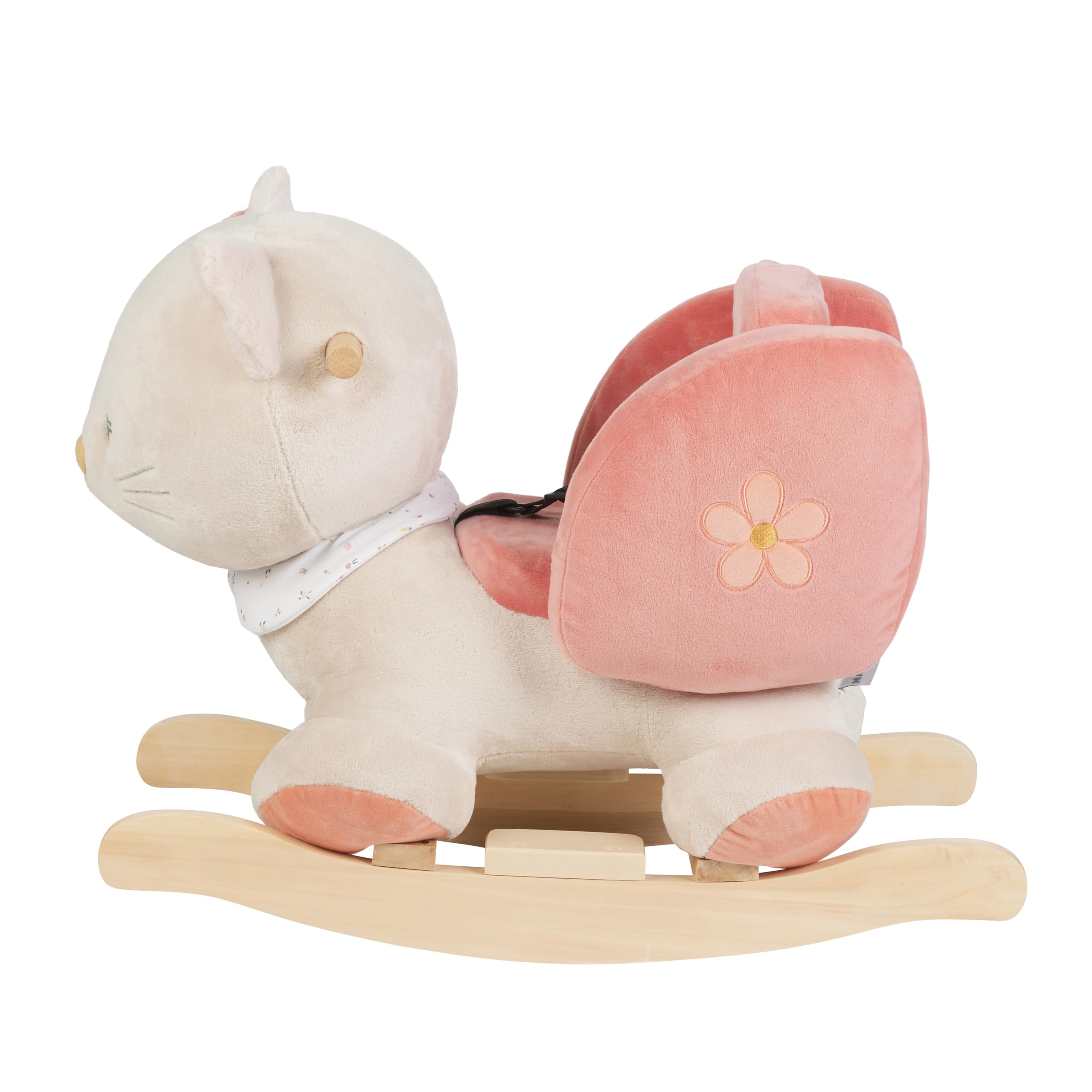 Nattou Schaukeltier, Katze Lana, Inkl. Sicherheitsgurt, Fröhliches Hin- und Herschaukeln, Ca. 60 x 30 x 45 cm, Mila, Zoë und Lana, Polyester/Holz, Beige