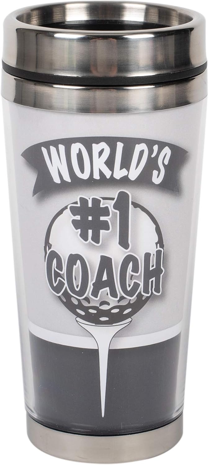Blасk Frіdау - 60% оƒƒ World's #1 Golf Coach Grey 16 ounce Stainless Steel Travel Tumbler Mug with Lid Blасk Frіdау - 60% оƒƒ World's #1 Golf Coach Grey 16 ounce Stainless Steel Travel Tumbler Mug with Lid