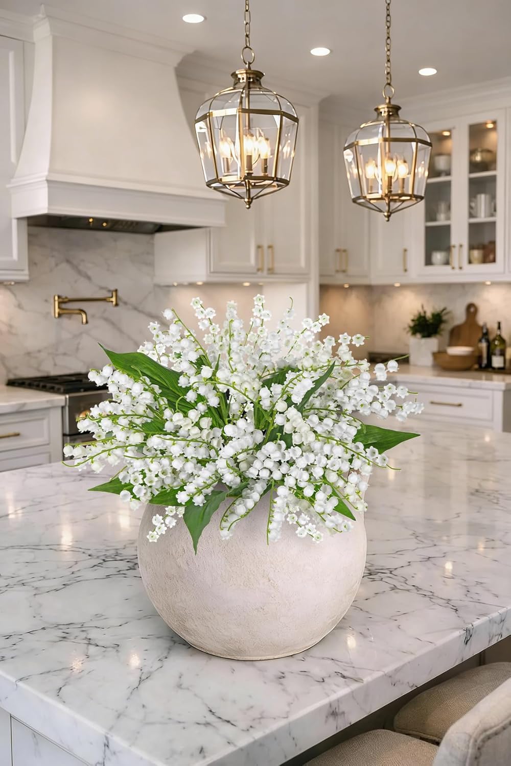 10 Bundles Artificial Lily of The Valley White Faux Flowers, 15" Lily of The Valley Silk Flowers Fake Flower Arrangements for Table Centerpieces, Wedding Bouquets, Home Decorations, Gifts for Mom