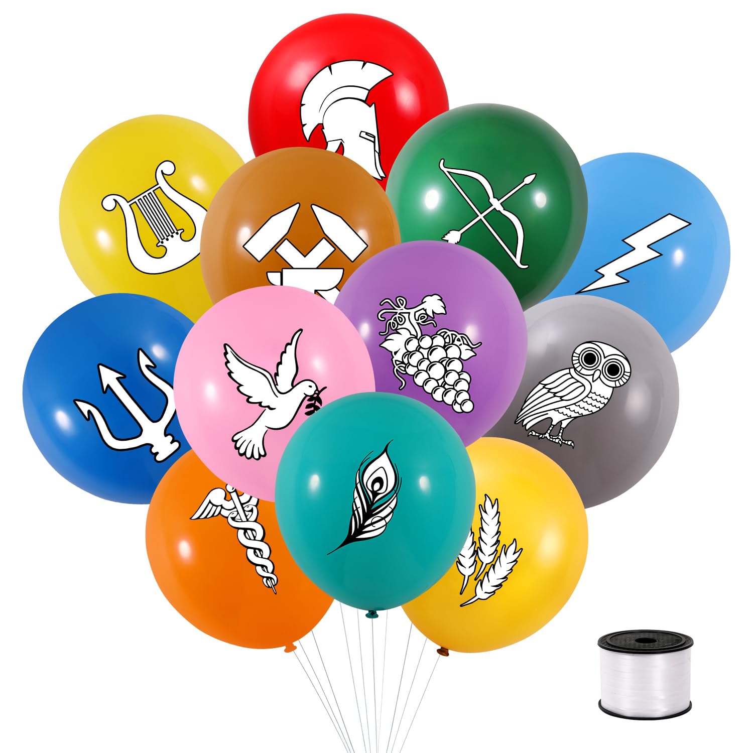 96pcs Greek Mythology Balloons, Htabiol Twelve Olympians Gods Symbol Balloons, Greek Mythology Party Decorations for Birthday, Fit for Percy Jackson Birthday Decorations, Percy Jackson Party Supplies