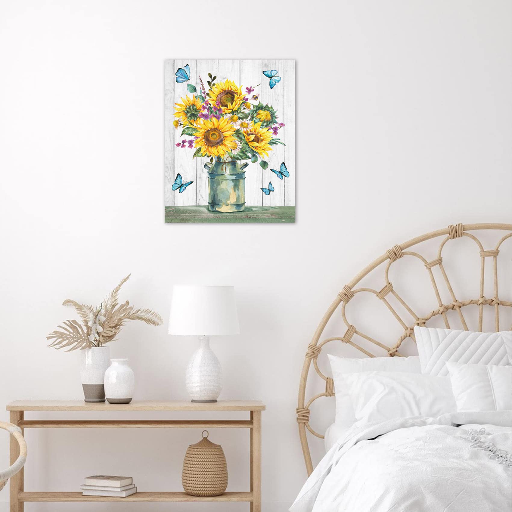 Quadro Su Tela Con Stampa Floreale E Farfalla - Decorazione Da Parete Keep Life Simple - 30,5x40,6 Cm - 3