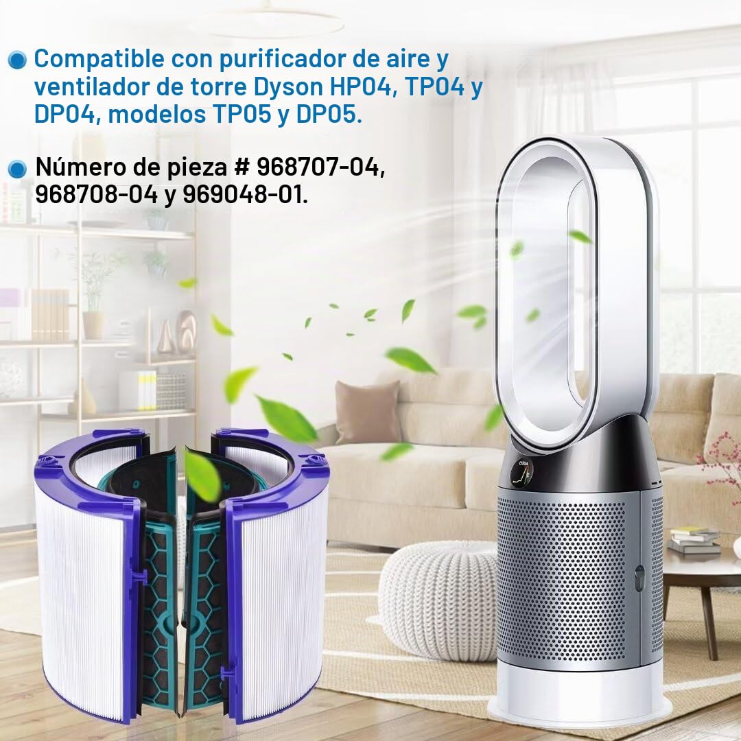 Filtro de repuesto para Dyson HP04 TP04 DP04 DP05 Pure Cool Purificador Ventilador Filtro HEPA de vidrio y filtro de carbón activado interno